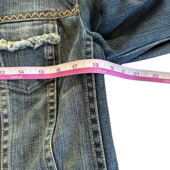 Talbots Jacket Women's Blue Denim Fray Pocket Design Button Down Jean Sz 8 - Picture 4 of 7